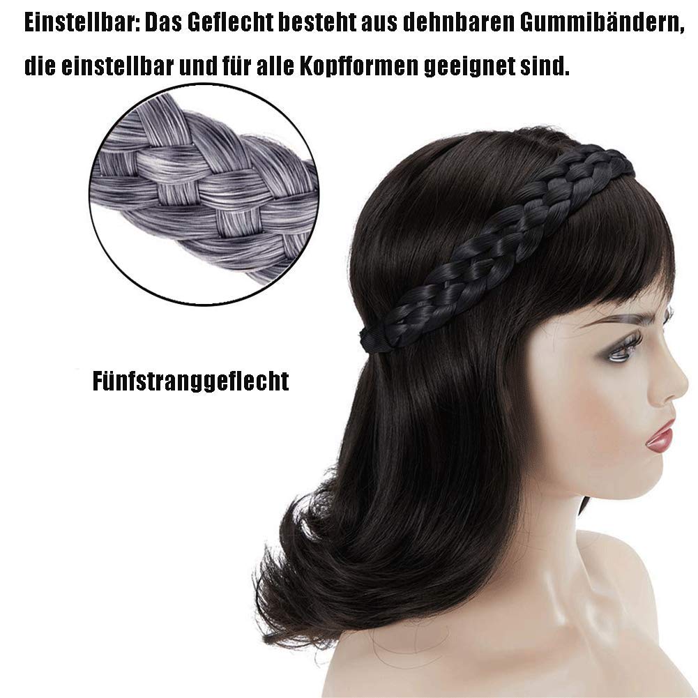 TOECWEGR Braided Hair Band, 5 Strands, Hair Scrunchie, Classic Chunky Elastic Synthetic Headband, Women's Beauty Accessories, B010 - Image 3