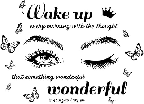 SUPERDANT Calcomanías de pared con diseño de ojos y mariposas, para despertar, pensamiento, algo, maravilloso, citas motivacionales, papel tapiz