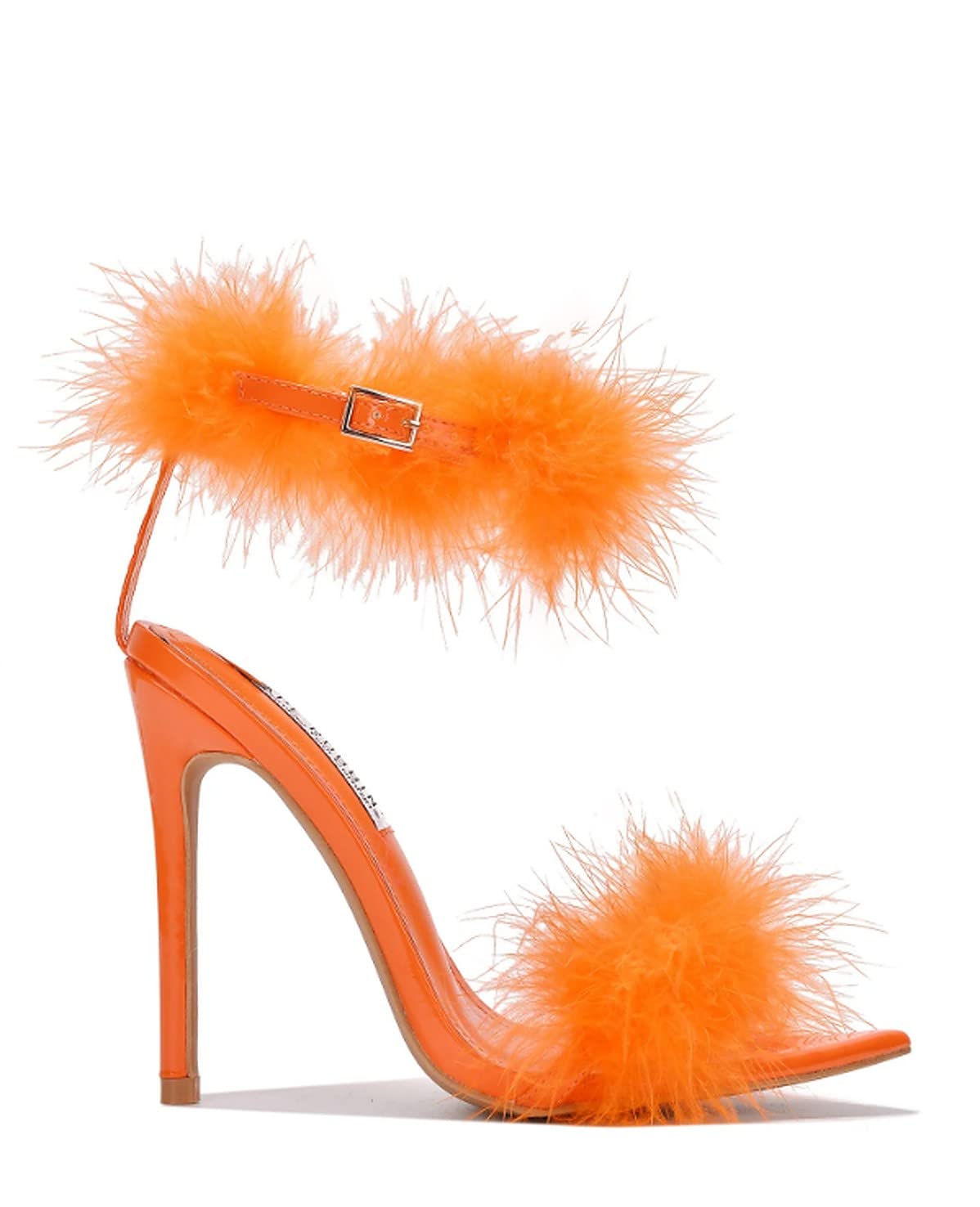 Cape Robbin Women's Open Toe Ankle Strap Fluffy Feather Stiletto High Heel Sandal
