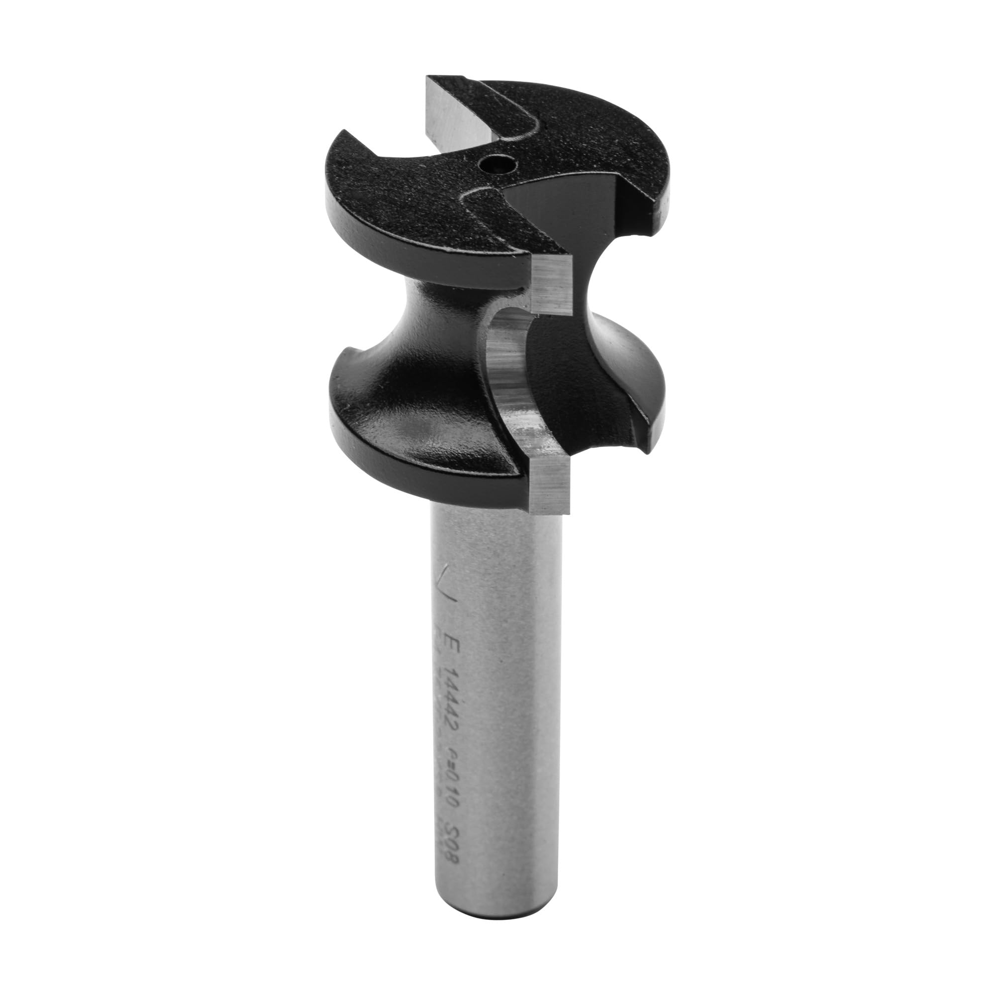 ENT 14442 Fresa de media caña, en carburo, vástago (S) de 8 mm, diámetro (D) de 22,3 mm, NL 17,9 mm, R 4,76 mm, SL 32 mm, diámetro de media caña Ø 22,3 mm