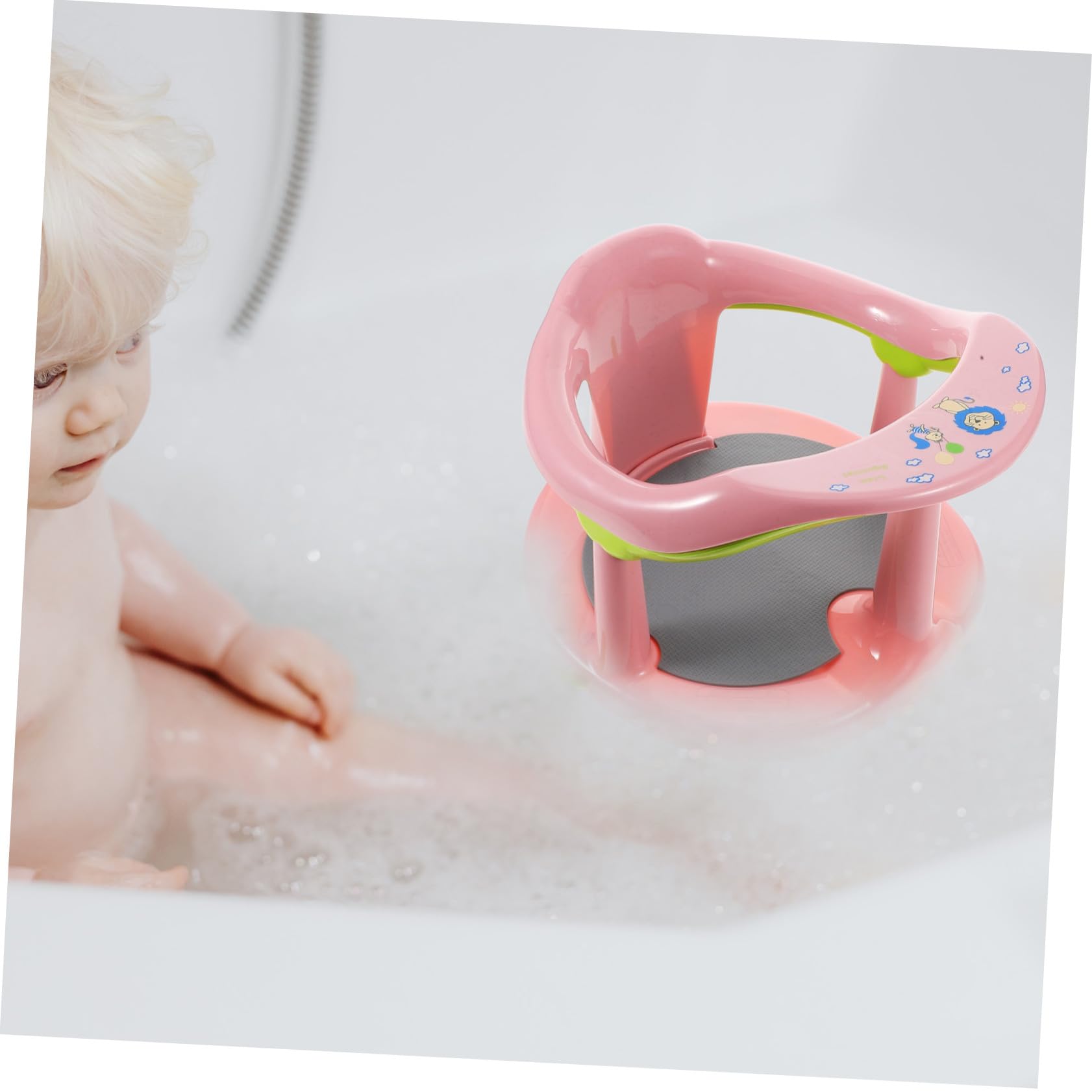 Hemobllo Asiento de Baño para Ñiño Recién Nacido Color Rosa Diseño Versátil y Fácil de Transportar, Material Pp y Tpr Antideslizante para Bañeras y Lavabo