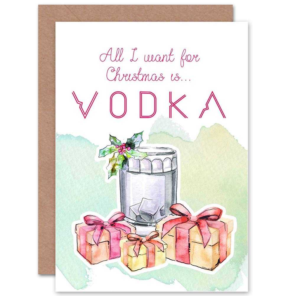 Wee Blue Coo Card - All I Want Vodka All I Want Vodka - Funny Adult Alcohol Christmas Card