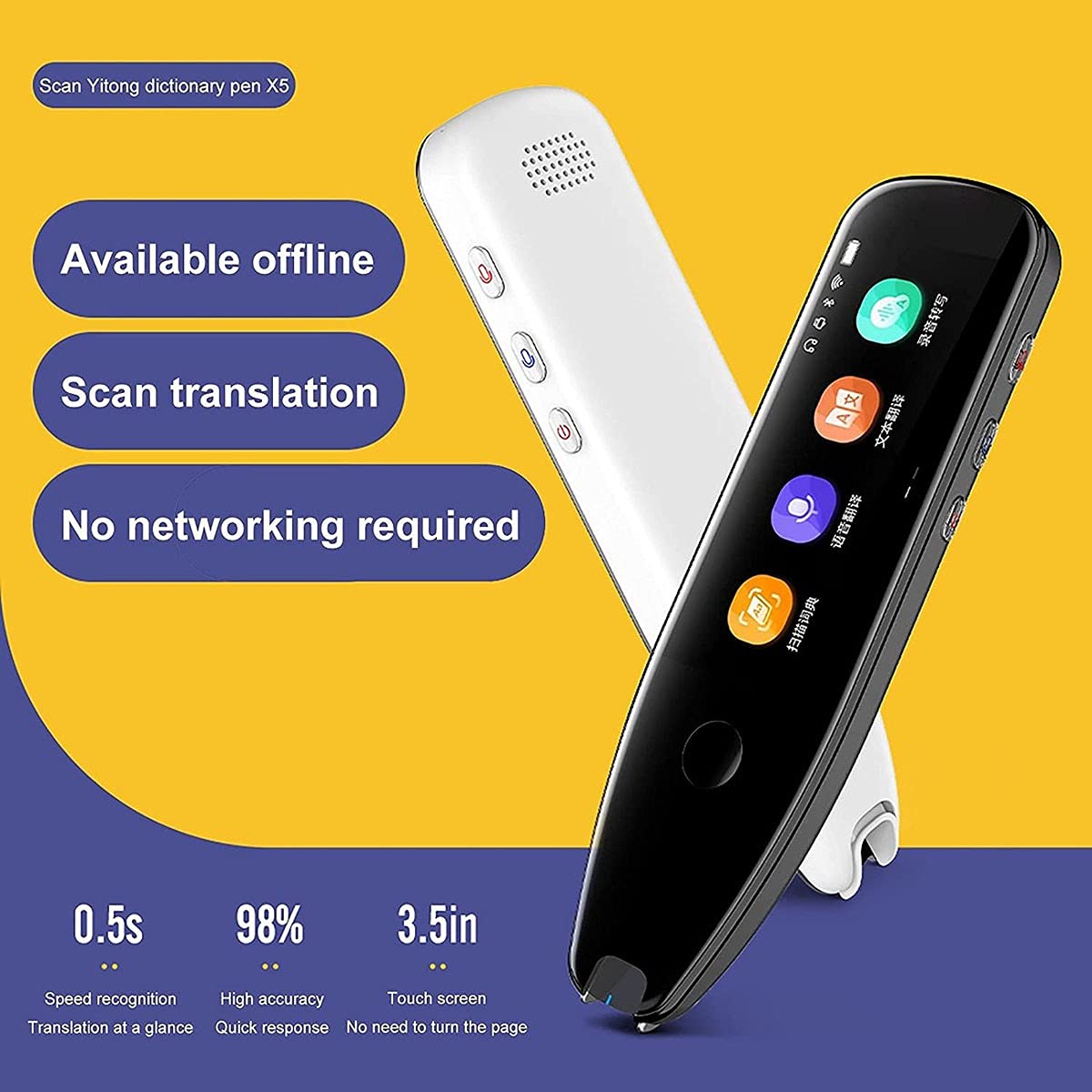 Dispositivo di traduzione di lingue TCCOC Penna di lettura di traduzione di scansione | Scansione di testo e traduzione | Parla e traduci/Wi-Fi/Penna dizionario multilingue con assistente vocale AI