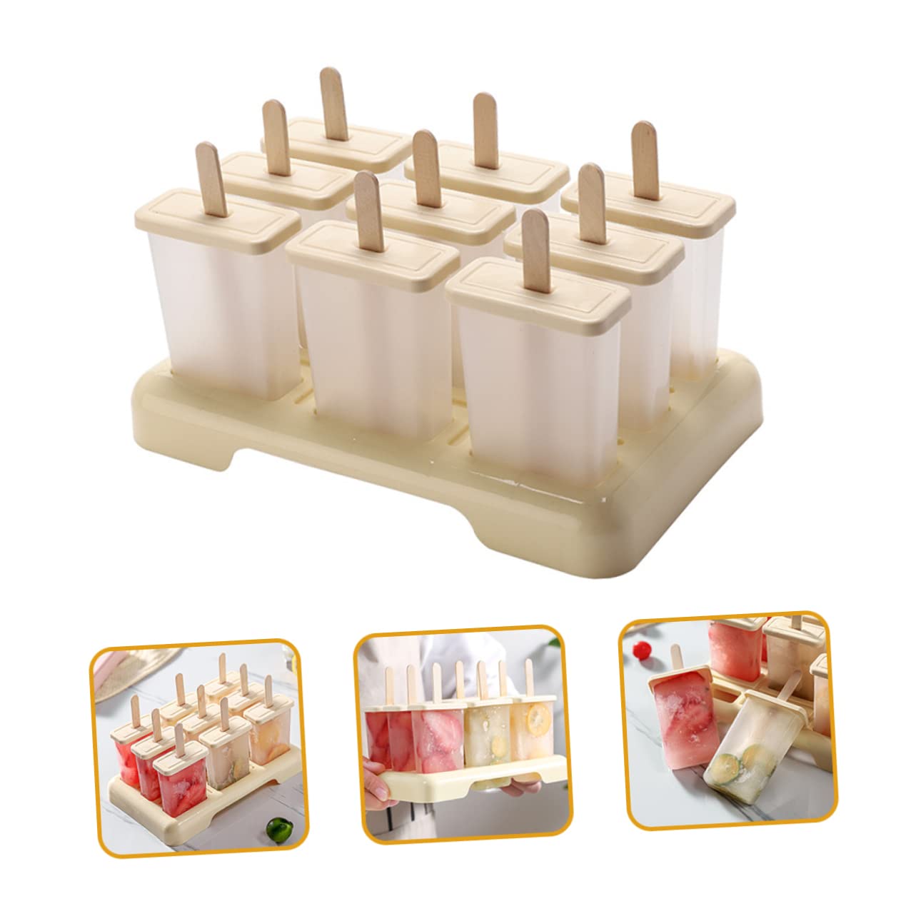 Ciieeo 1 Set Homemade Popsicle Mold DIY Plastic Molds for Easy to Use Non Stick Design for Healthy Treats with Fresh Juice Yogurt and Purees