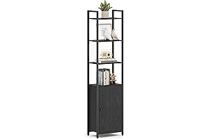 VASAGLE Tall Black Bookcases with Adjustable Shelves for Enhanced Storage