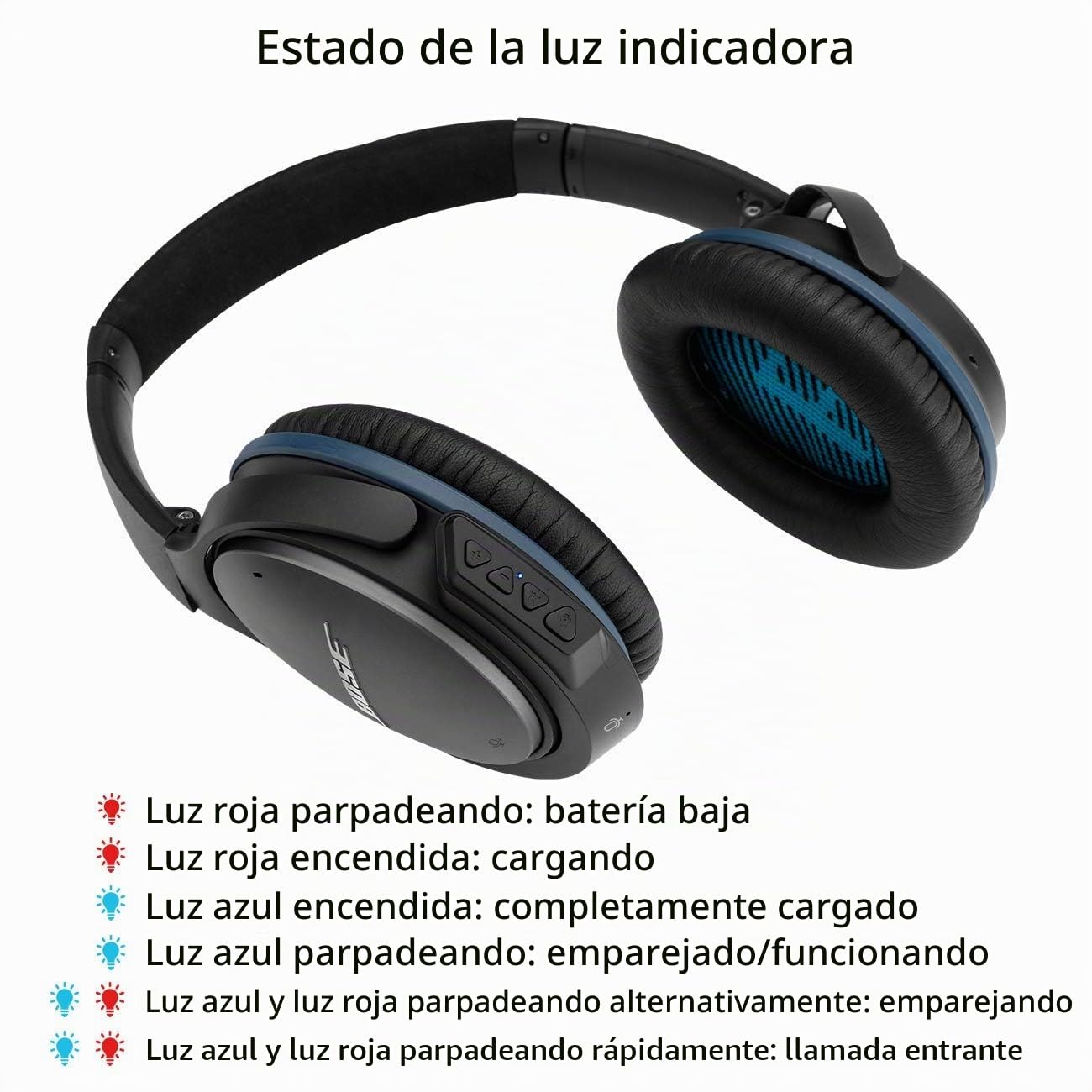 Adaptador Bluetooth inalámbrico para Bose QuietComfort 25, color negro | Adaptador de audio inalámbrico para auriculares Bose QC 25 con aptX, micrófono, control de volumen
