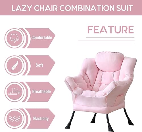 Miniatura 178 de Lita Silla relajada con otomana, tapizado ornamental, moderno de ocio, contemporáneo para lectura con reposabrazos, un bolsillo lateral para sala de