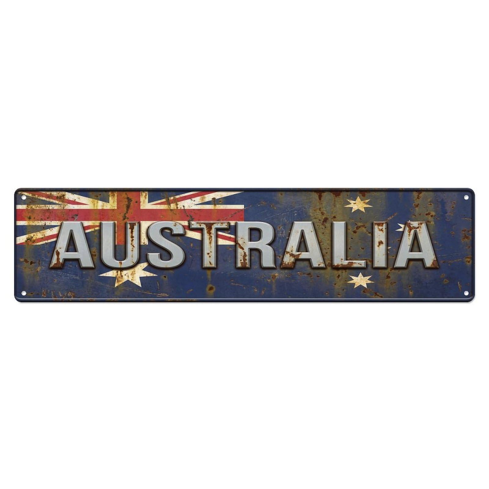 Olhnbad 4X16inch(10X40cm) Vintage Australia Flag Pattern Metal Tin Sign