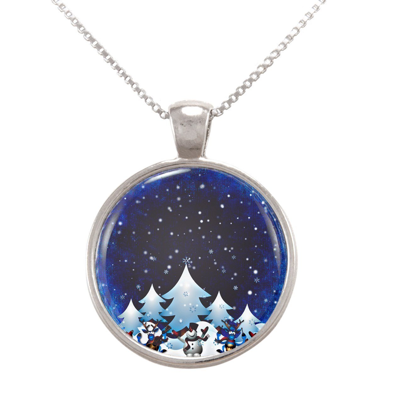 Arthwick StoreIllustration of Winter Carolers with Trees Pendant Necklace