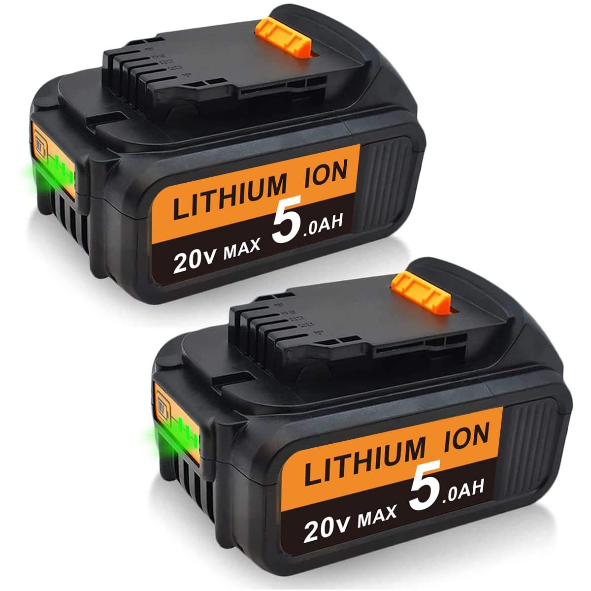 PDstation 2Pack 6.0Ah DCB206 20V Battery Replacement for Dewalt 20Volt Battery DCB204 DCB200 DCB200-2 DCB180 DCD985B DCD/DCF/DCG Cordless Tool Battery