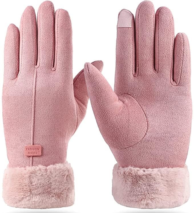 alexvyan Women Wrist Winter Soft and warm Covered Finger Rabbit Fur Gloves/Mittens (Warm, Windproof, Wool) (With Mobile Screen Touch)-picture-20