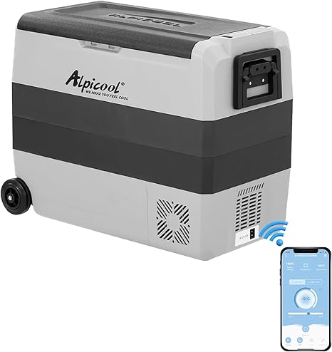 Alpicool T60 60 Litre Portable Fridge 12V 24V Cool Box Electric Freezer Small Freezer for Car Camping Truck Boat and Socket with USB Port