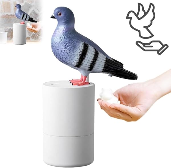 Bewinner Automatyczny dozownik mydła gołębi do blatu roboczego, 300 ml, dozownik mydła Blue Pigeon, zabawny dozownik mydła do zlewu i łazienki, pianka