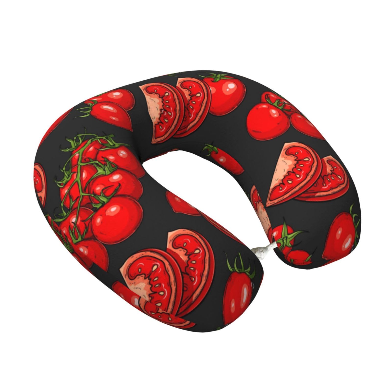 LKYMOH Tomatoes Vegetable Pattern, Travel Neck Pillow U-Shaped Memory Neck Support Soft Comfortable With Washable Cover For Airplane Car Traveling and Office