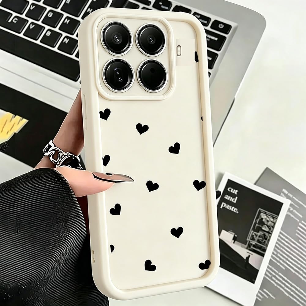 Etui na Xiaomi 17T Pro, Estetyczna Okładka z Wzorem Serca w Motywie Miłości, Silikonowa Ochrona dla Xiaomi Mi 17T Pro, Cienka, Antyrysunkowa, Odporna na Wstrząsy, Biała