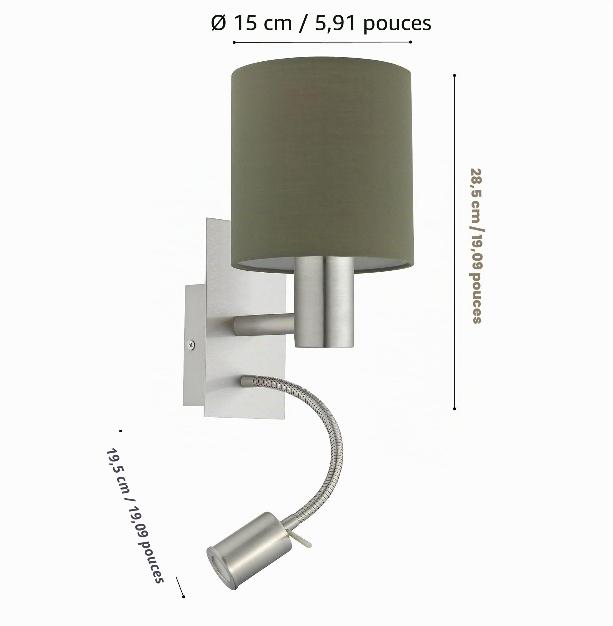 Eglo Lampe murale LED PASTERI, applique murale en textile à 2 flammes