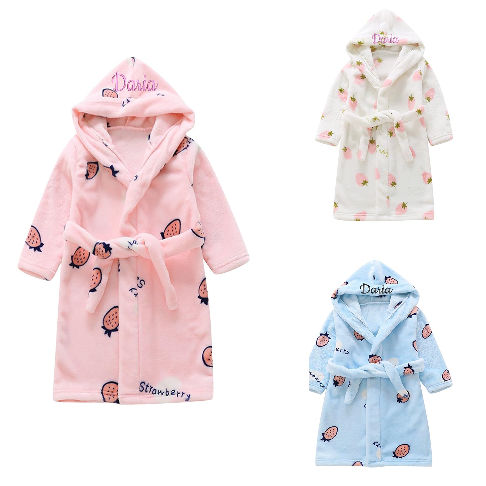 Peignoir de Bain à Capuche Personnalisé pour Enfant Bébé;Peignoir Brodé Enfant avce Nom;Cadeau Naissance Personnalisé pour Garçons Filles;1-8 Ans