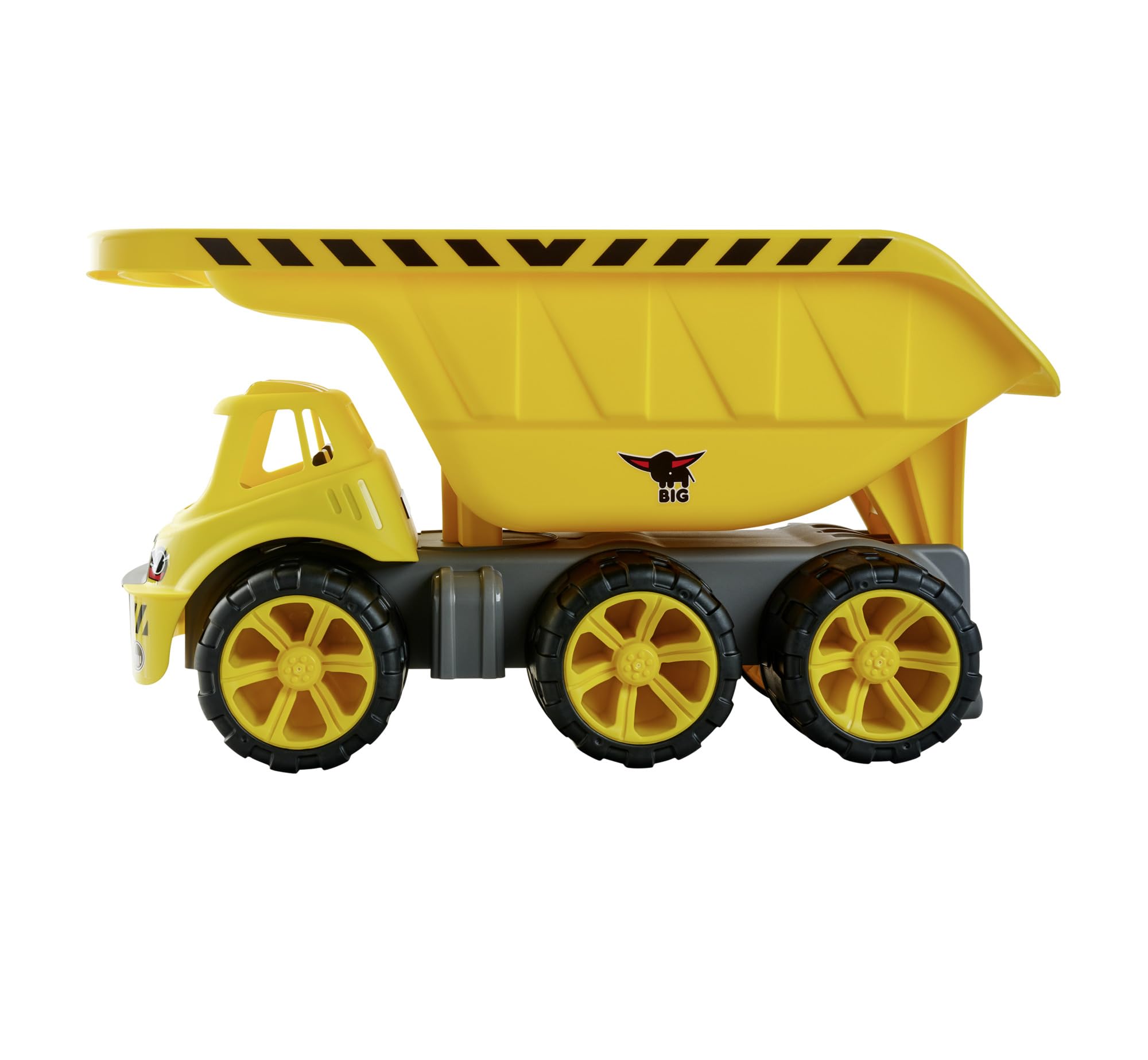 Big Power Worker Mega Kipper (65 cm) - XXL Kipplaster mit großer Kippmulde (Platz für 12,8 l Ladung) und 6 Reifen für drinnen & draußen, Baustellenfahrzeug für Kinder ab 2 Jahre, gelb
