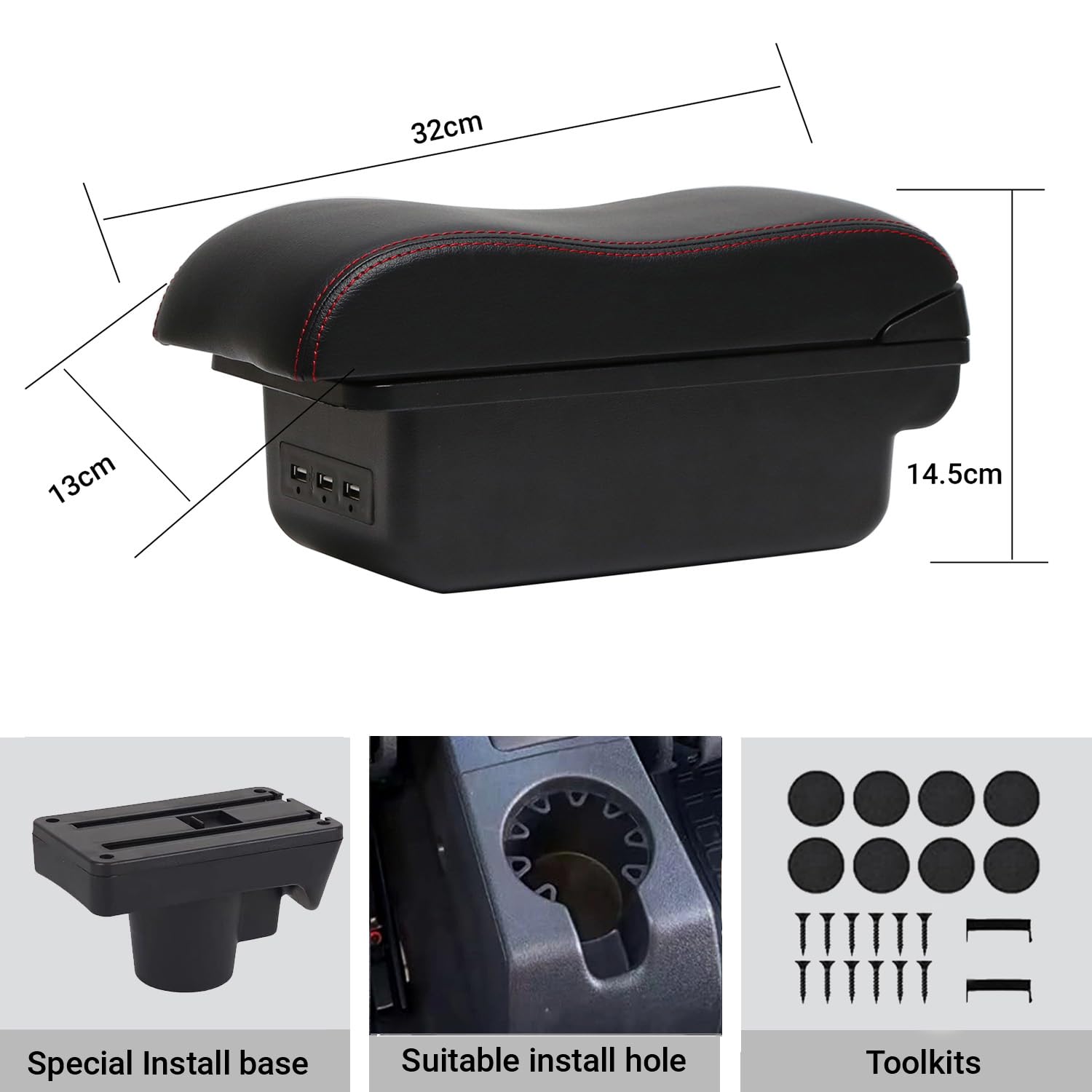 MJZYP Bracciolo Centrale per Opel Astra H, Appoggio Console Centrale Automobile con Vano Portaoggetti, Doppio Strato, 3 Porte USB Allestimenti Interni