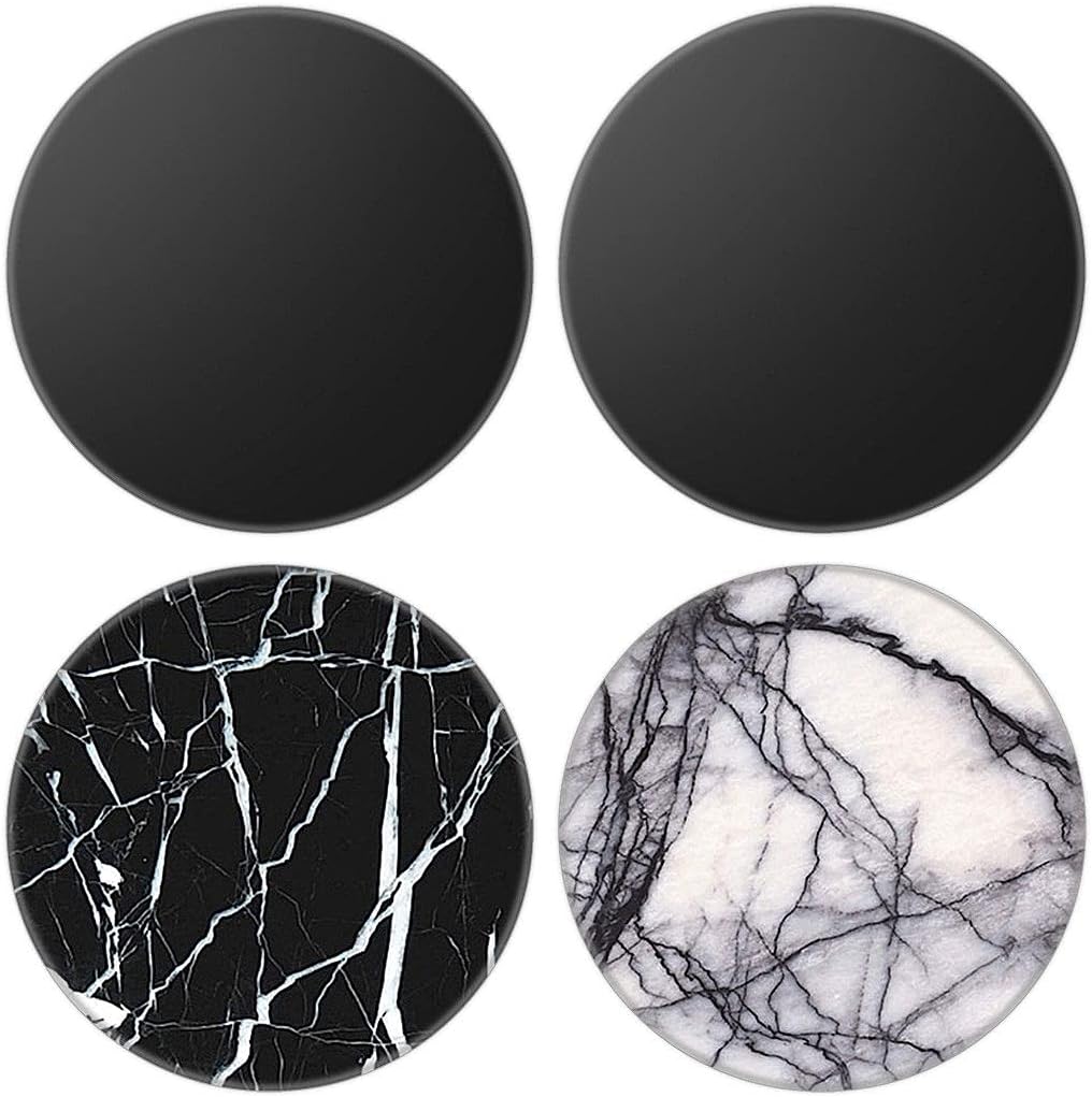 4 Pack/Expanding Phone Mount Grip Holder for Cellphone,Collapsible Stand - Black and White Marble