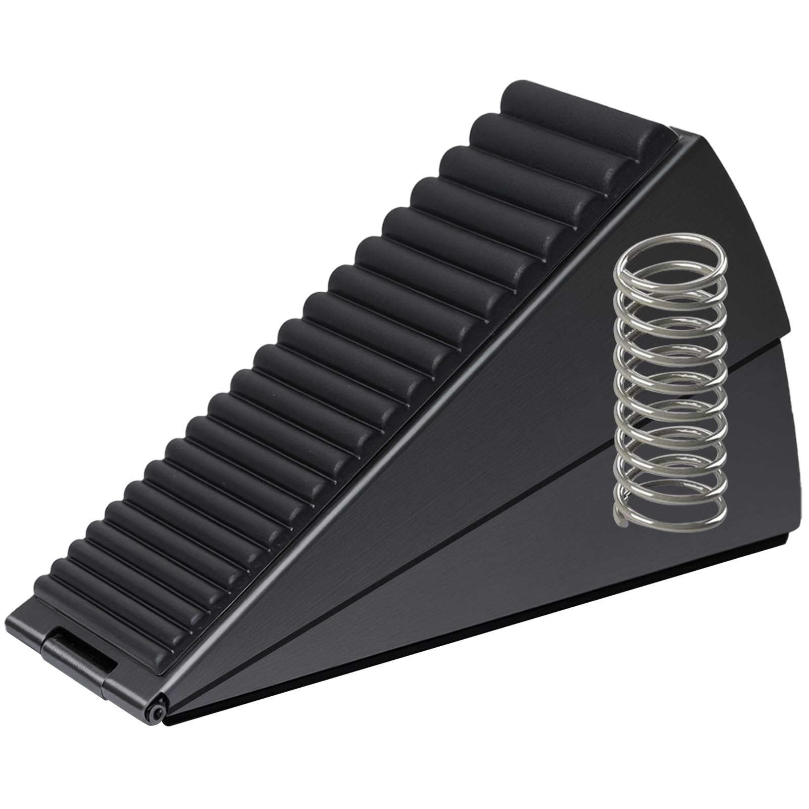 Large Door Stopper - Metal Door Wedge, Tall Door Stopper, Spring Rubber for Extra Strong Grip (Black, 1 Pack)