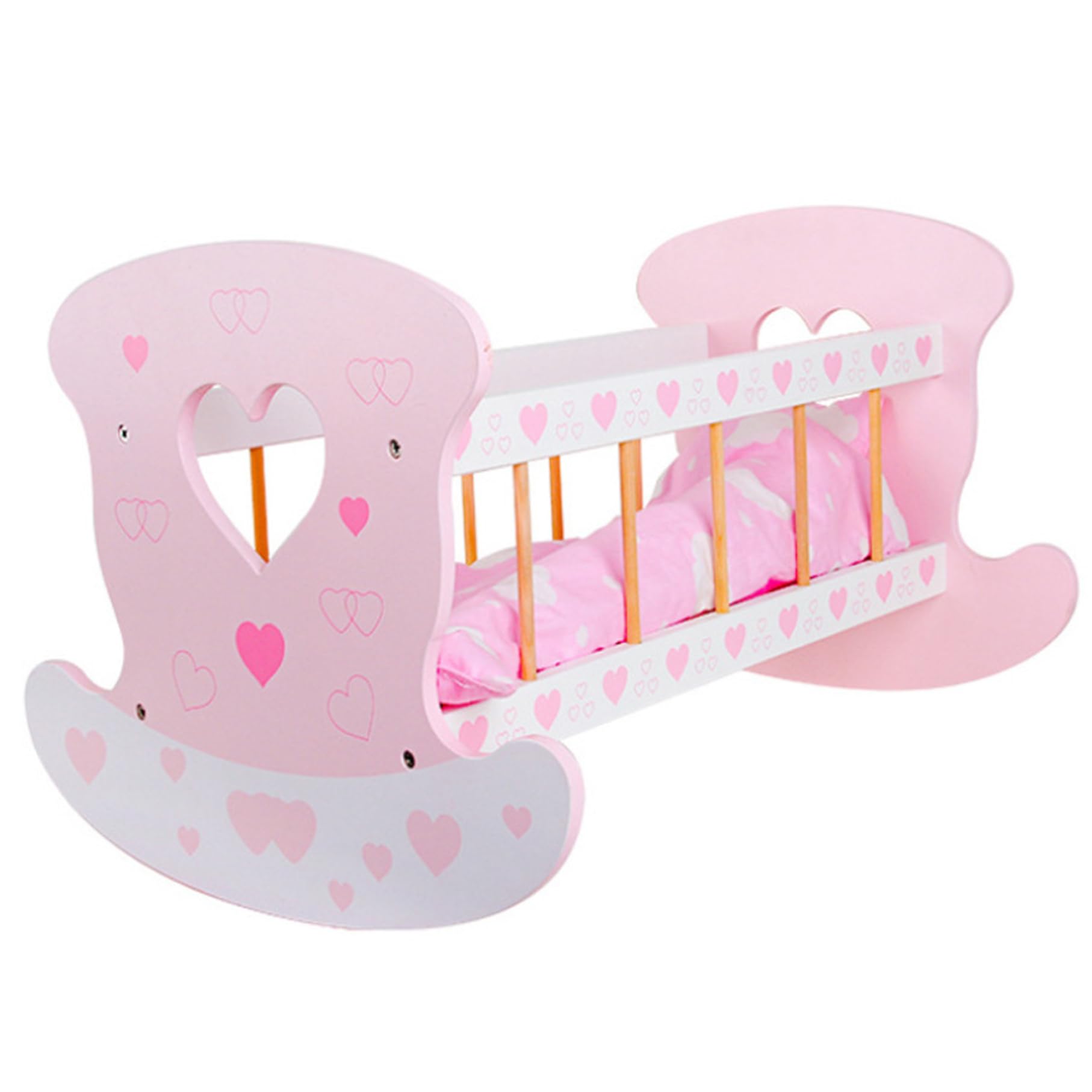 Cuna para muñecas de 18 Pulgadas, Cama para muñecas de Madera con cojín, Manta y Almohada, Lindo Juguete de Cuna Mecedora para niños a Partir de 3 años. Juguetes y Juegos.