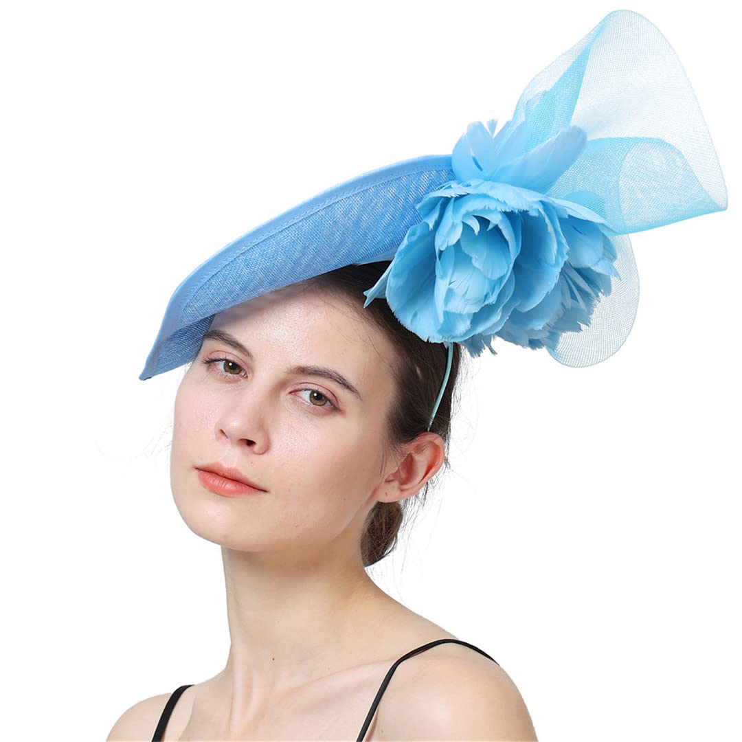 Lmtossey Cappello da donna in lino fascinator accessorio per capelli con fascia floreale