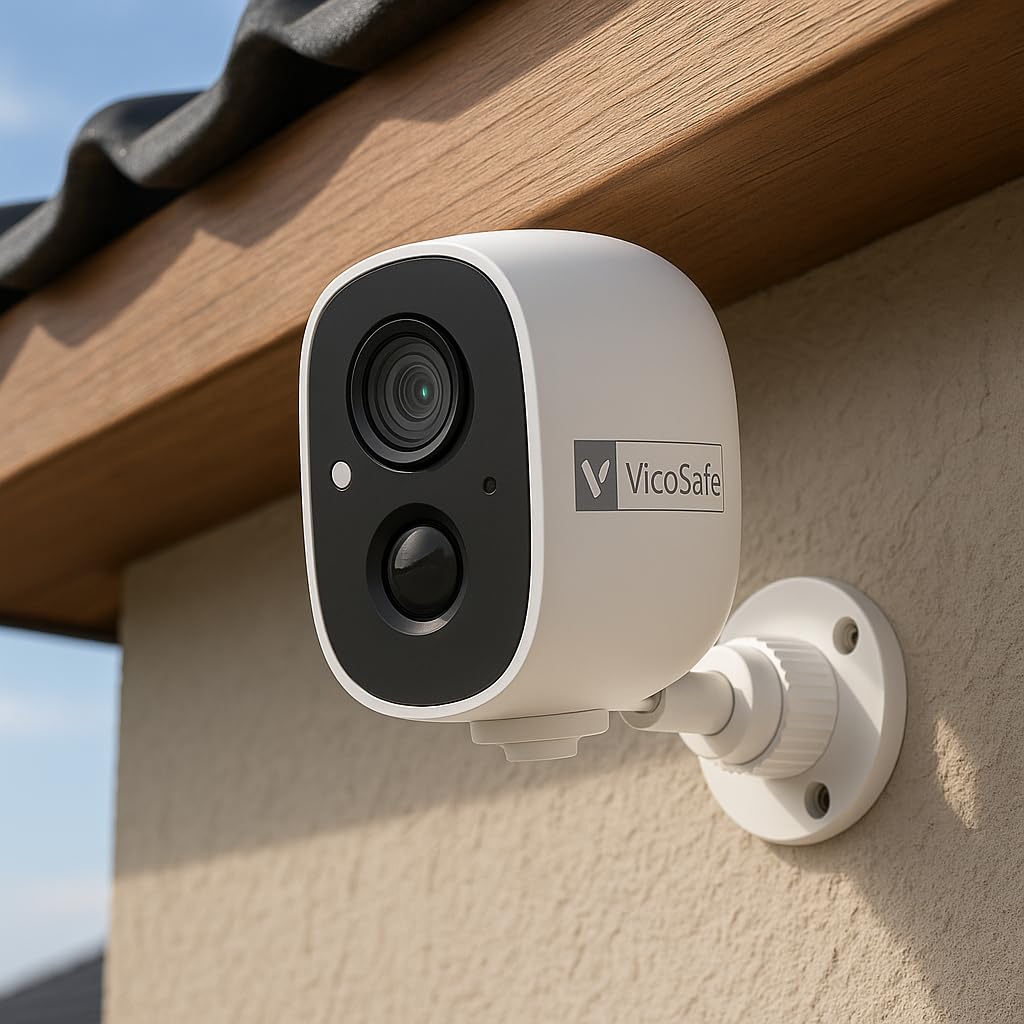 VicoHome CG6 Bezprzewodowa kamera zewnętrzna do monitoringu kolorowa noktowizja 2K wykrywanie ruchu AI 2-way audio, WiFi bateria odporność na warunki atmosferyczne IP65 reflektor alarm chmura/karta SD