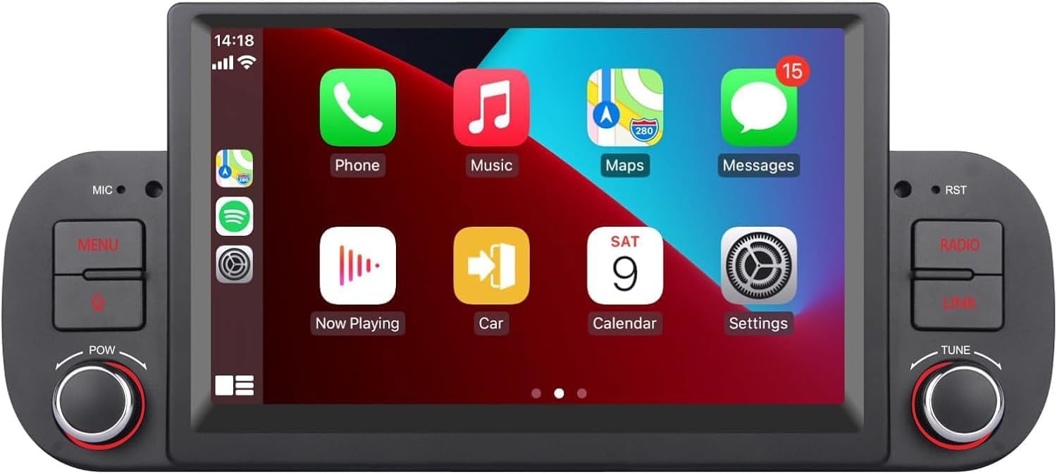Autoradio Double Din per FIAT Panda 2013-2020 con CarPlay wireless di Apple e Android Auto, comando vocale, display IPS/GPS Navi/Bluetooth/FM/AM/USB/EQ/Touch Display