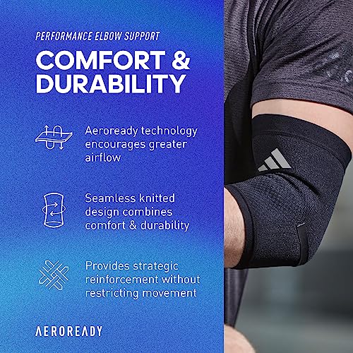 Image of Adidas Performance Climacool Elbow Support - X-Large, Grey Compression Sleeve for Elbow - Great for Tennis Elbow and Tendonitis - Anti-Slip and Breathable Elbow Support - Ideal for Everyday Use
