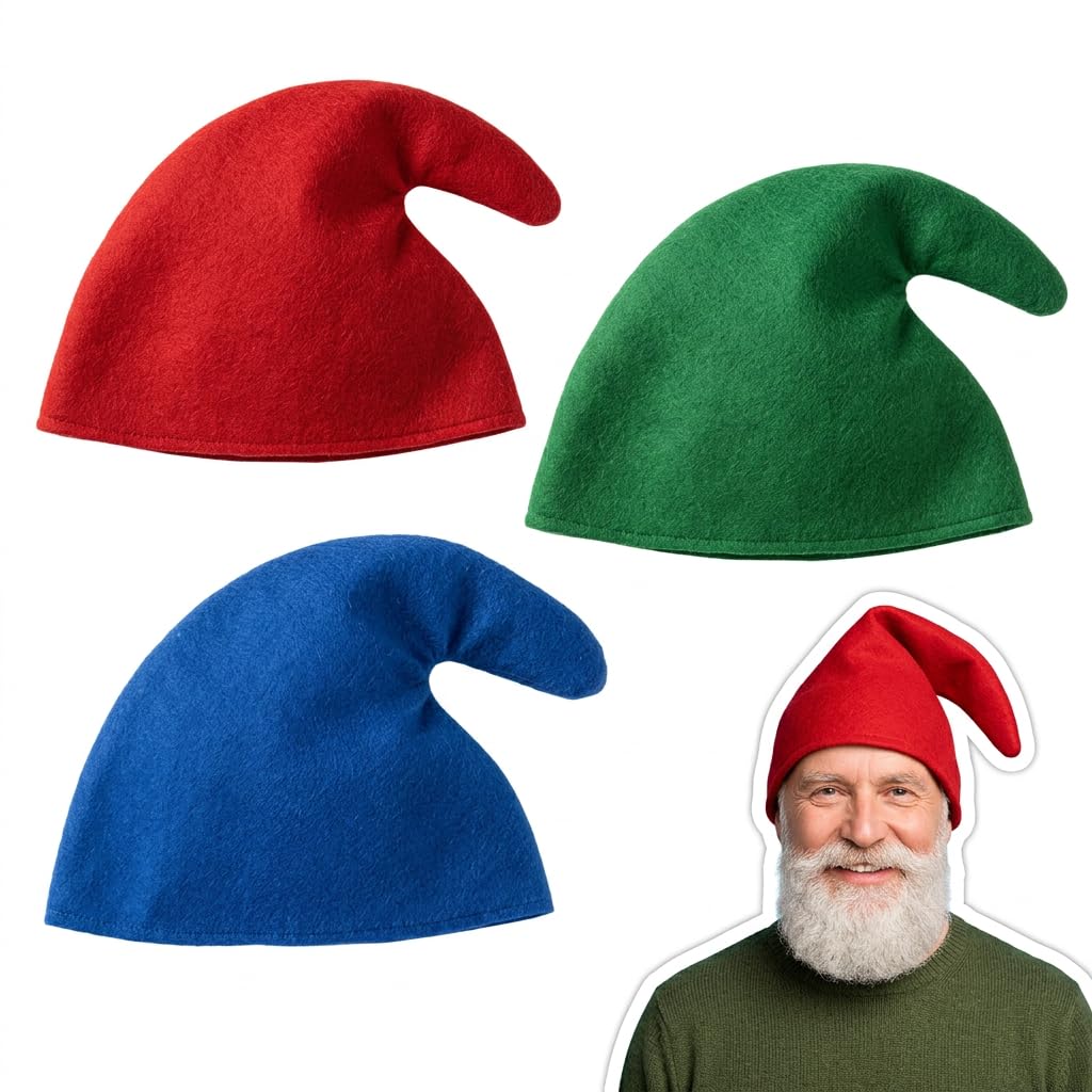 Eivxxky 3-Pack Gnome Hat Set for Themed Celebrations and Parties