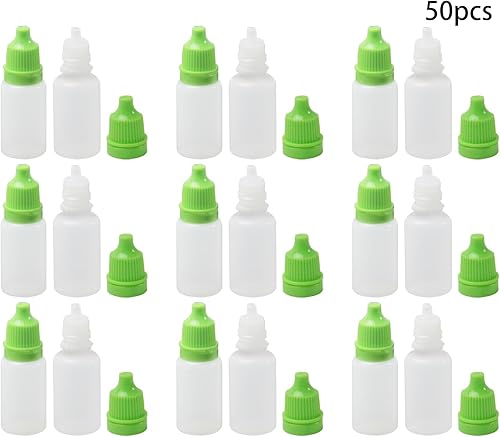 Miniatura 3 de Othmro Botellas cuentagotas de plástico de ojo de laboratorio de polietileno de 0.3 onzas, 50 piezas, gotero líquido exprimible de 0.0 fl oz, boca