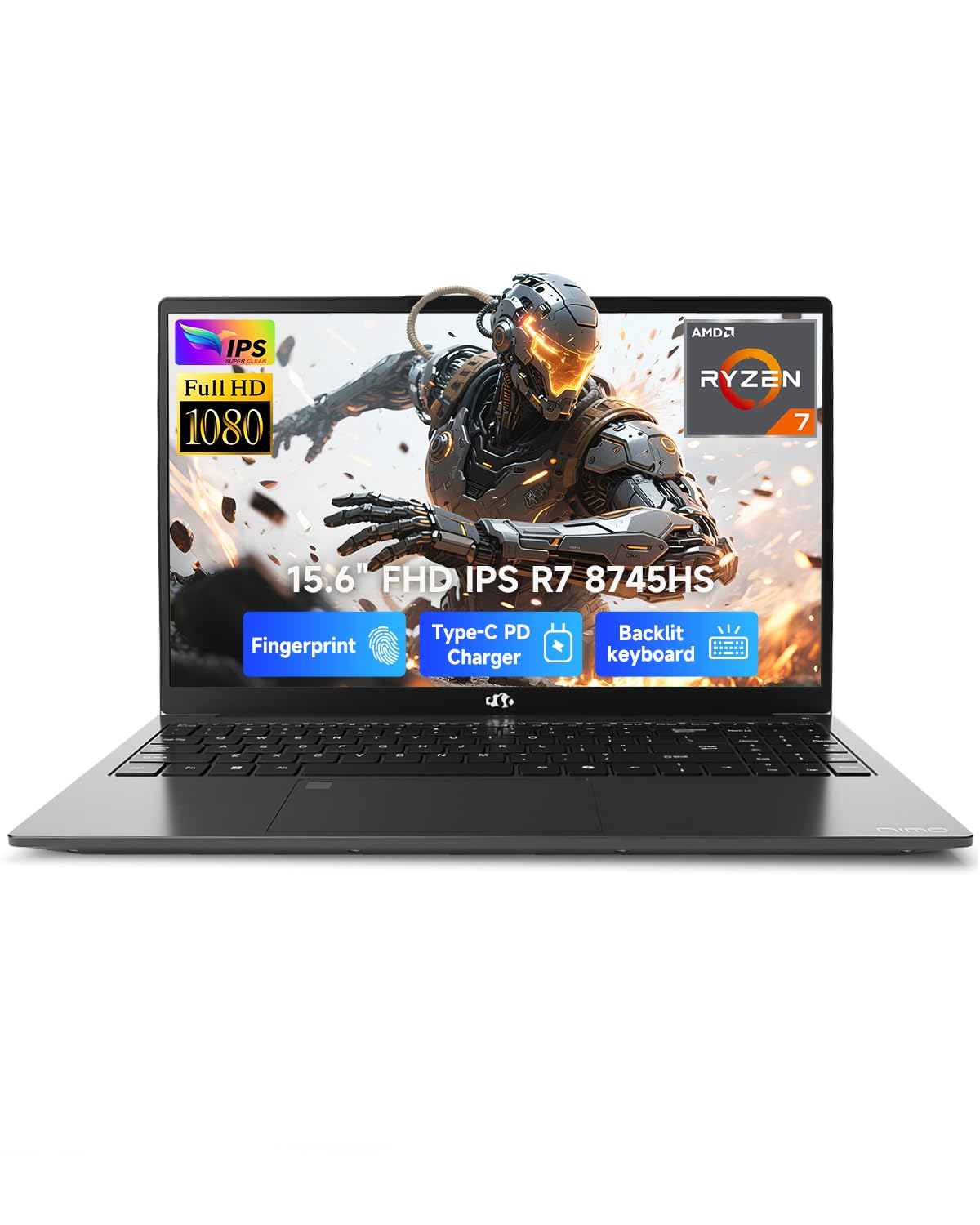 NIMO 15.6" Light-Gaming-Laptop, 8 Cores AMD Ryzen 7 Pro 6850U 32GB LPDDR5 RAM 1TB SSD (Beat i7-1360P Up to 4.7GHz) AMD Radeon 680M GPU IPS FHD Computer with 100W Type-C Backlit Keyboard Fingerprint