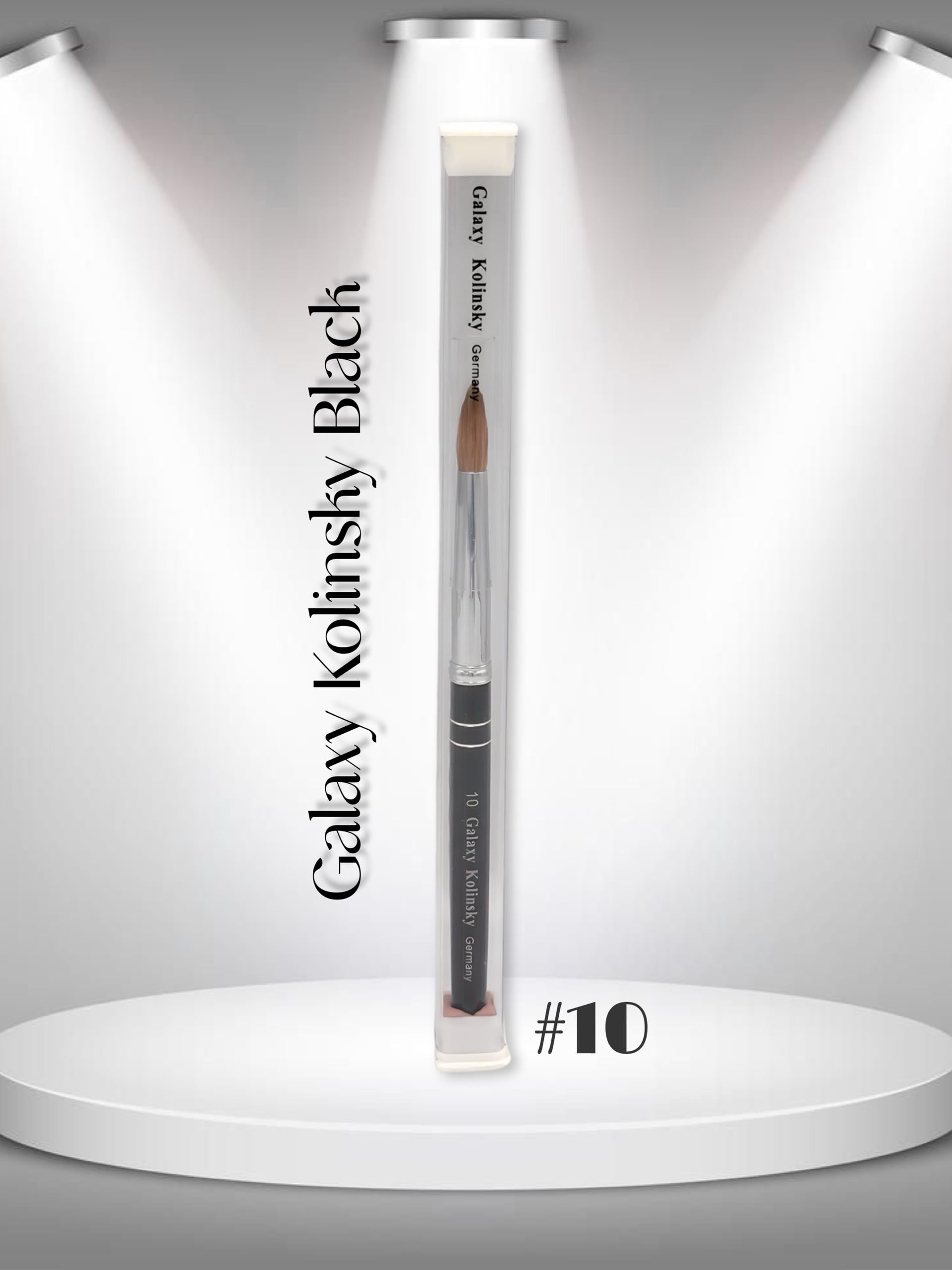 Galaxy kolinsky Acrylic Nail Brush 100% Pure Kolinsky Hair Round Shape black metal handle Size #8 to #22 Pick Your Size (Size #10)