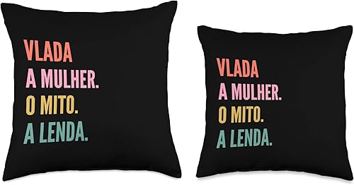 Miniatura 3 de Designs De Nomes Engraçados Para Mulher Funny Portuguese First Name Design-Vlada Throw Pillow 18x18 Multicolor
