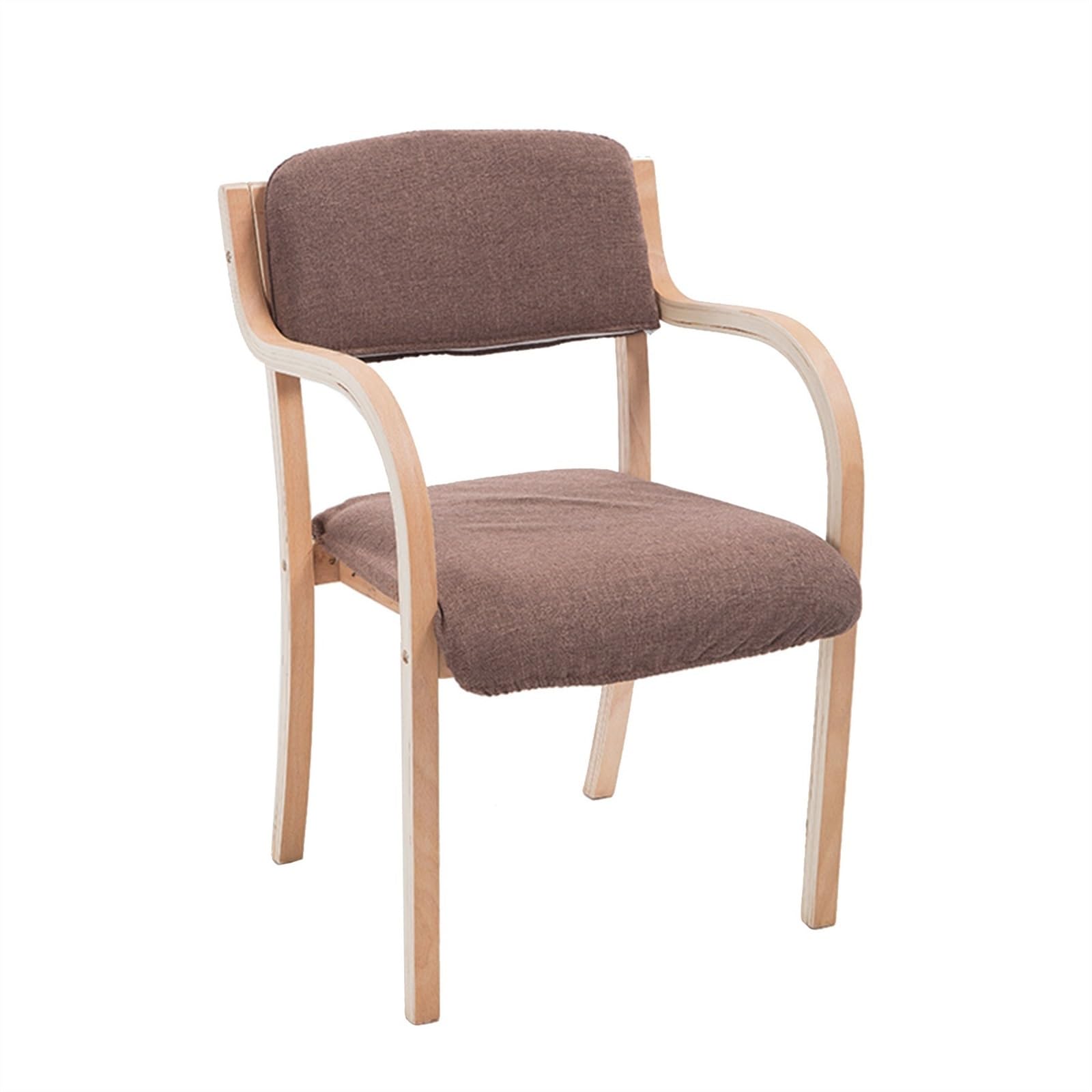 Solid Wood Dining Chairs with Arms Kitchen Chair Upholstered Living Room Armchair with Backrest Modern Office Leisure Lounge Reception Cafe Chairs Accent Armrests Max Load 150kg ( Color : Light brown