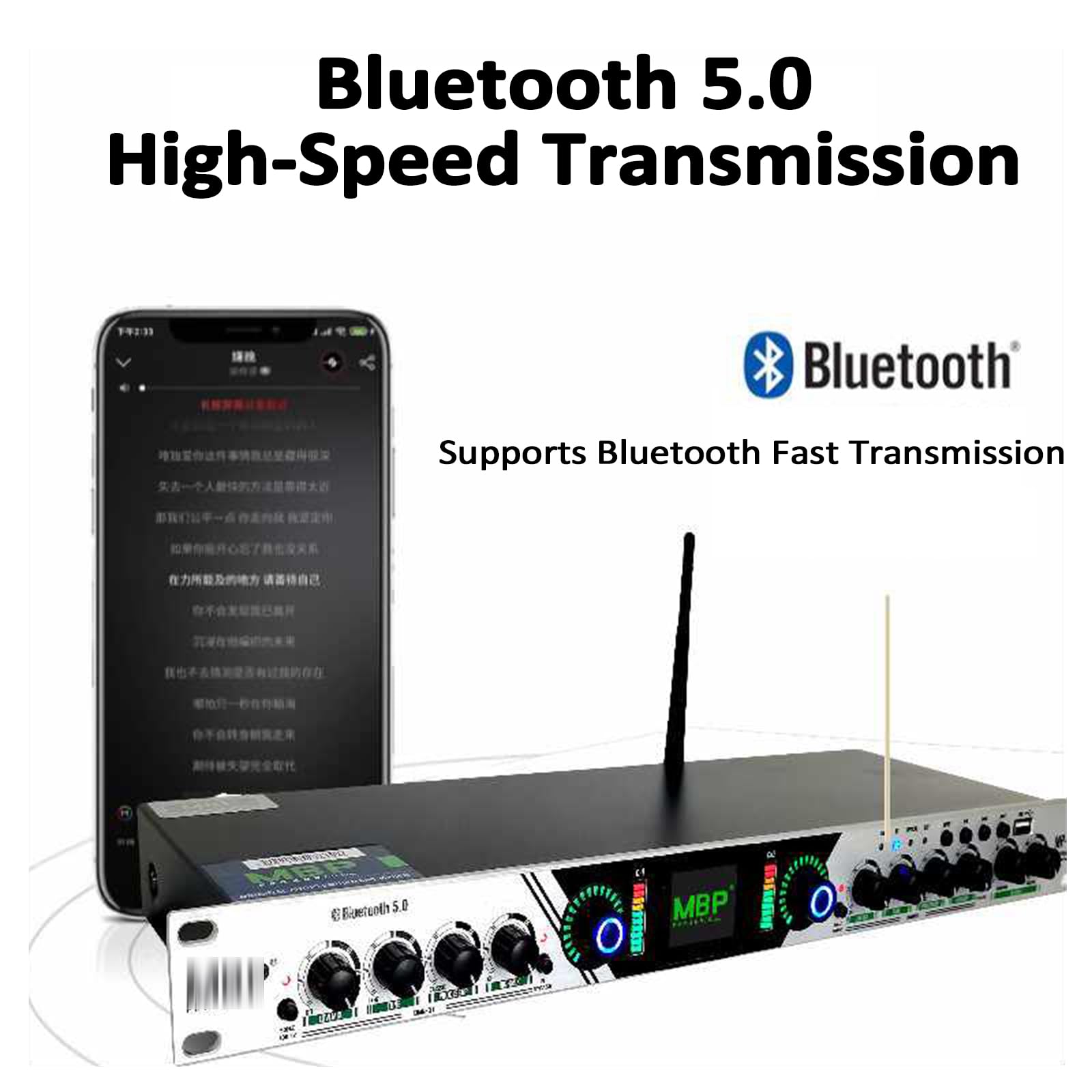 Jednostka efektów przedwzmacniacza, cyfrowy procesor audio, inteligentna ochrona przed wyciem, obsługuje wiele formatów bezstratnych, łączność USB i Bluetooth 5.0 dla wydajności scenicznej