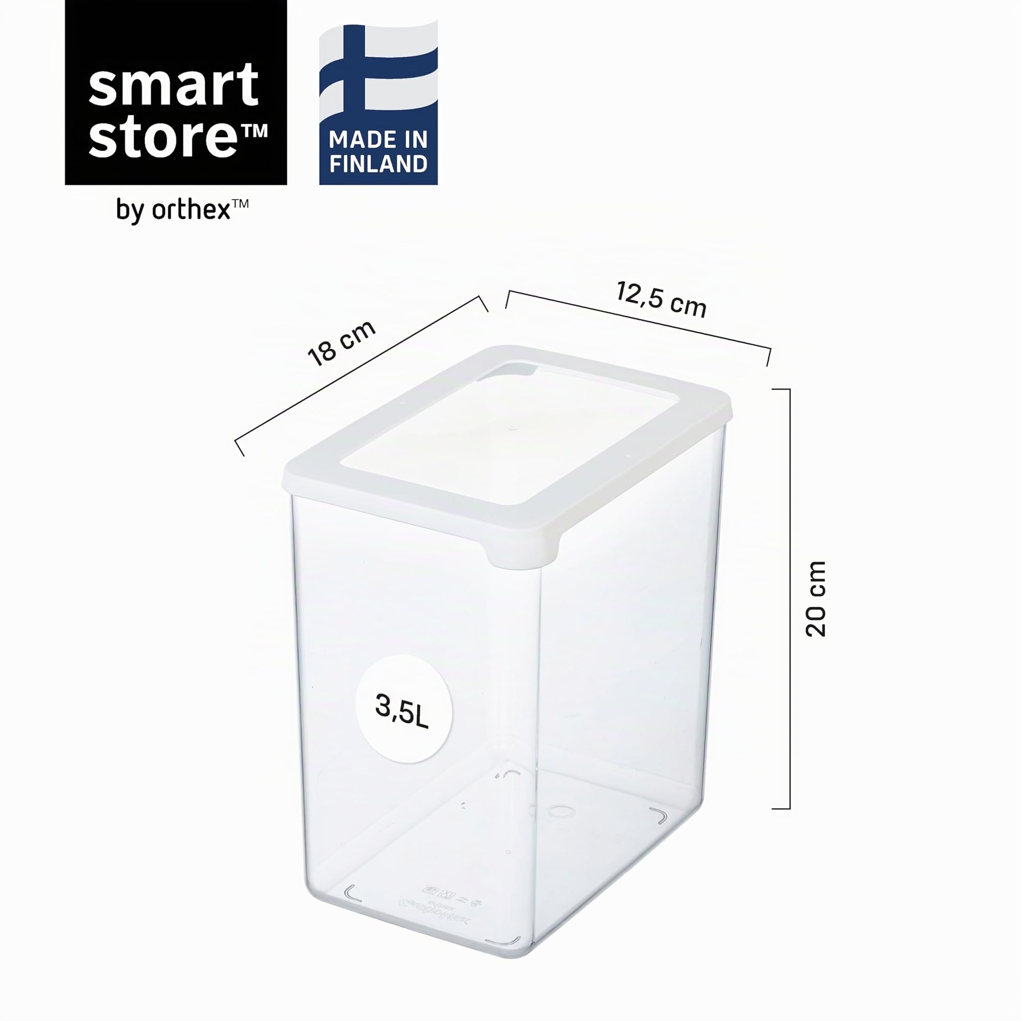 SmartStore Vorratsdosen 3,5L – 4er Set - Plastik Aufbewahrungsbox mit Deckel, BPA-frei, Spülmaschinenfest – Stapelbare Küche Organizer – 12.5 x 18 x 20cm