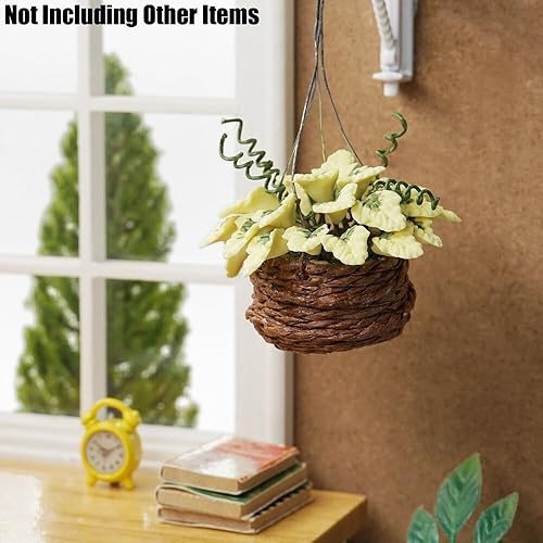 Miniatura 5 de Odoria 112 Plantas colgantes en miniatura, mini planta en maceta, accesorios de decoración de casa de muñecas, accesorio para casa de muñecas, verde