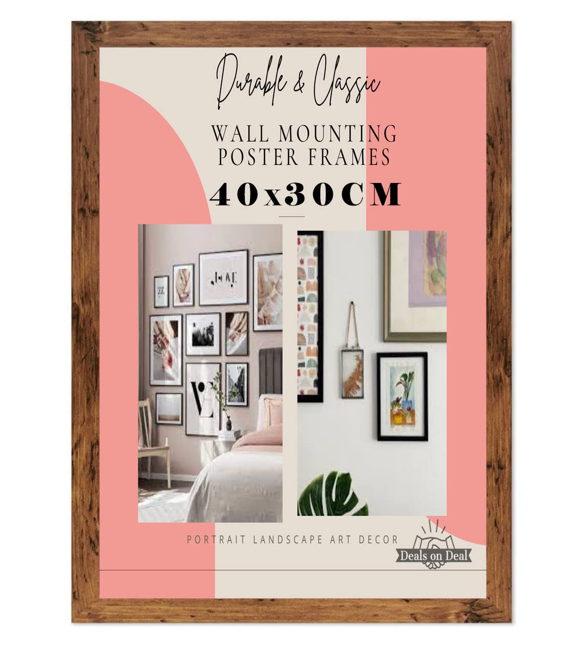 DEALS ON DEAL Wooden 30x40cm frame Picture Frame Photo Frame Wall Art Poster Frames With Clear Perspex Safety Glass to Hang Portrait or Landscape (40x30CM (15.7" x 11.8"), RUSTIC)