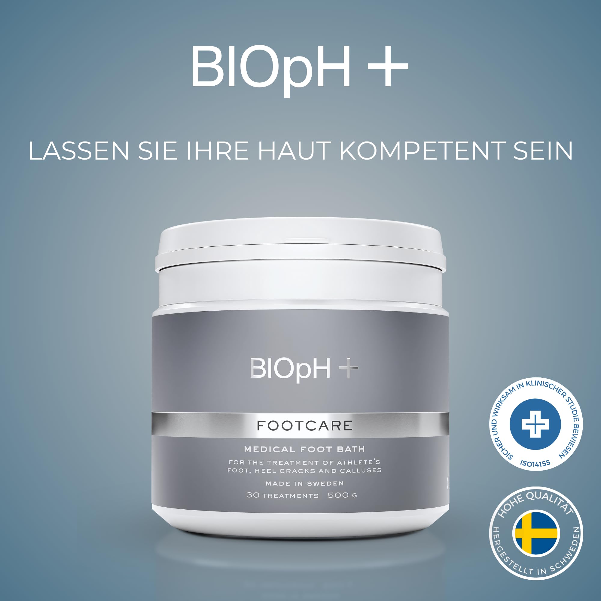 BIOpH+ Fußpflege 500 g - Antimykotisches medizinisches Fußbad für Spa & Bad - Behandlung von Fußpilz, rissigen Fersen und Hornhaut