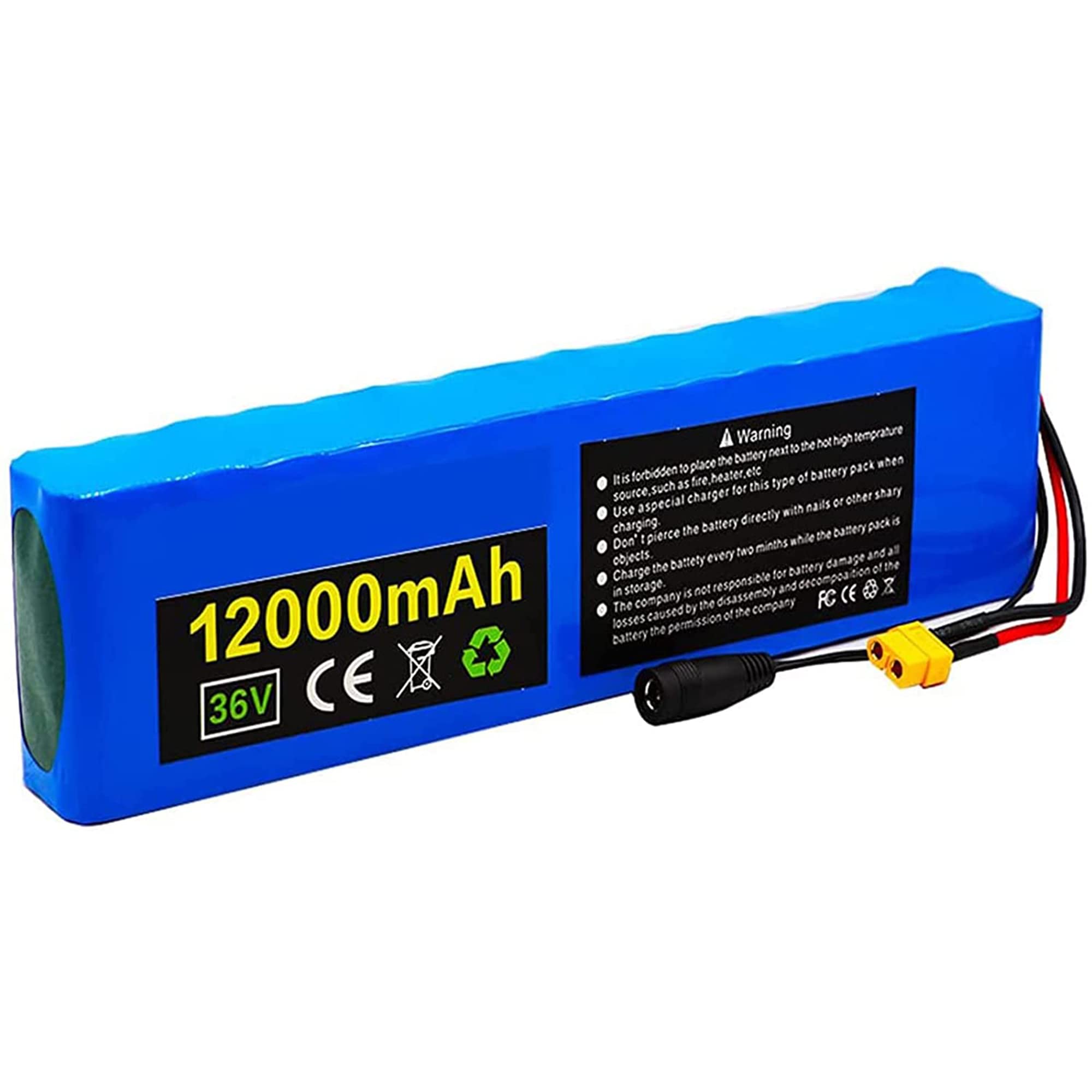 SSCYHT Electric Bicycle Battery 36V 12Ah E-bike Lithium Battery for Replace Lead-Acid Battery 12000mAh Li-ion Battery for 500W Motor for Electric Scooter Include Charger XT60 Connector