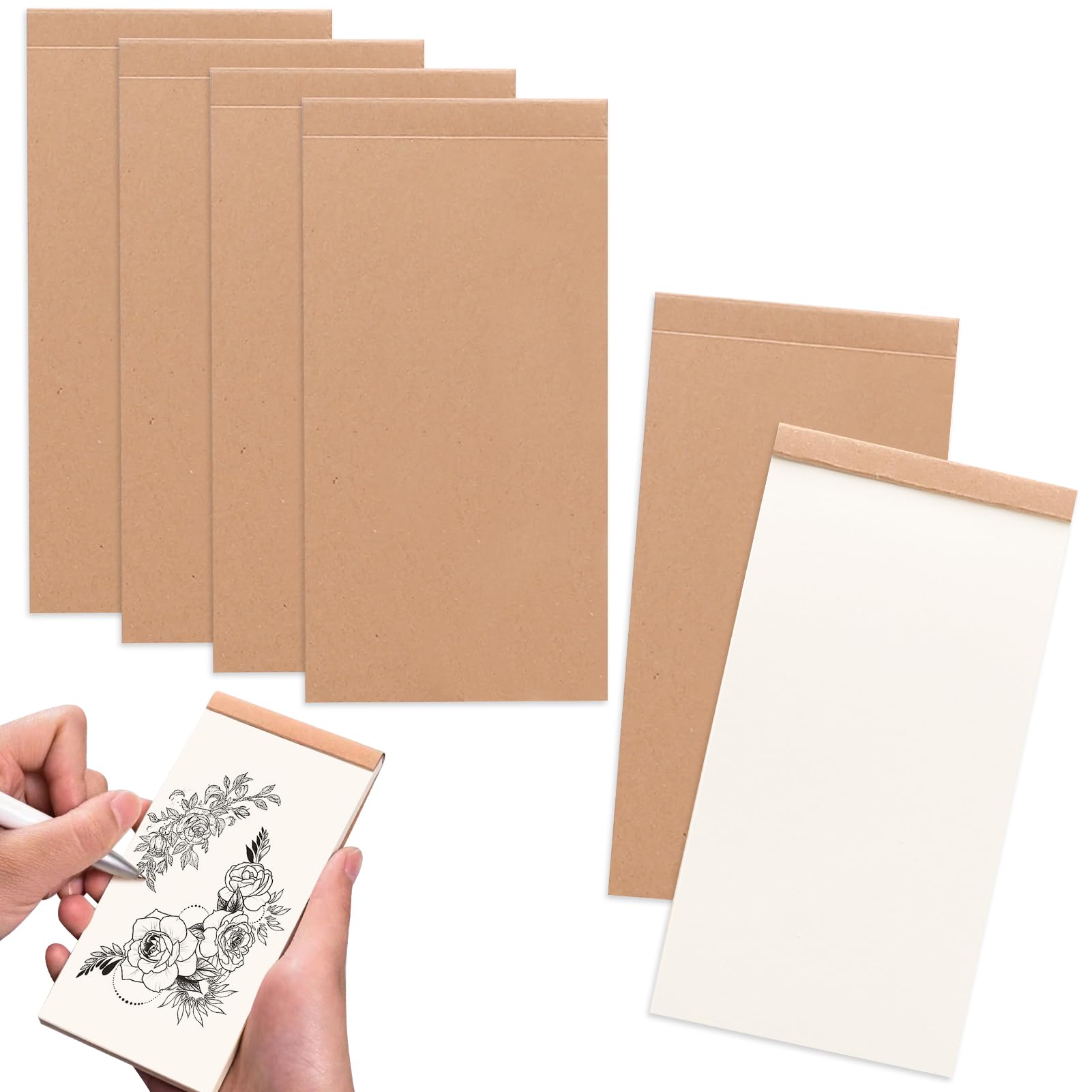 6 Pcs Flip Book Blank,14x7cm Small Sketchbook Retro Kraft Sketchbooks, Mini Pocket Notebooks, Sketchpad Sewn Binding, Kraft Sketching Flipbooks for Animation, Tracing Creation, Kids, Artists