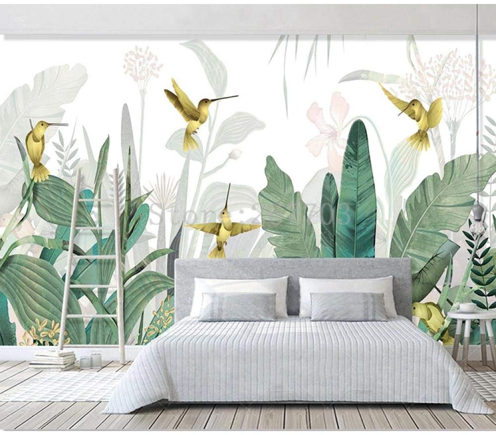 Papier peint panoramique forêt tropicale oiseau 200x140 cm WLLLO mural poster 3D