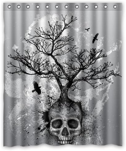 FMSHPON Creative Skull Tree Black Eagle - Cortina de ducha 598 x 717in diseño de árbol de calavera