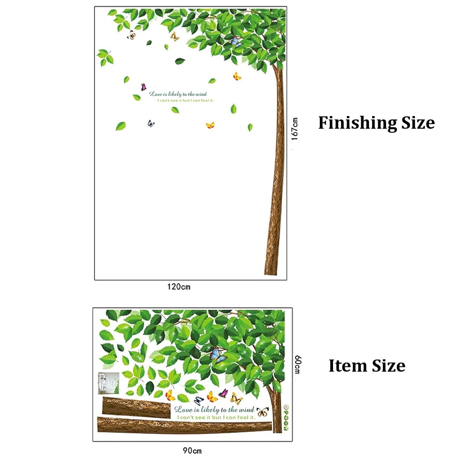 JAAMSO ROYALS Green Tree Wall Decals PVC Vinyl Wall Sticker for Home (60CM X 90CM)