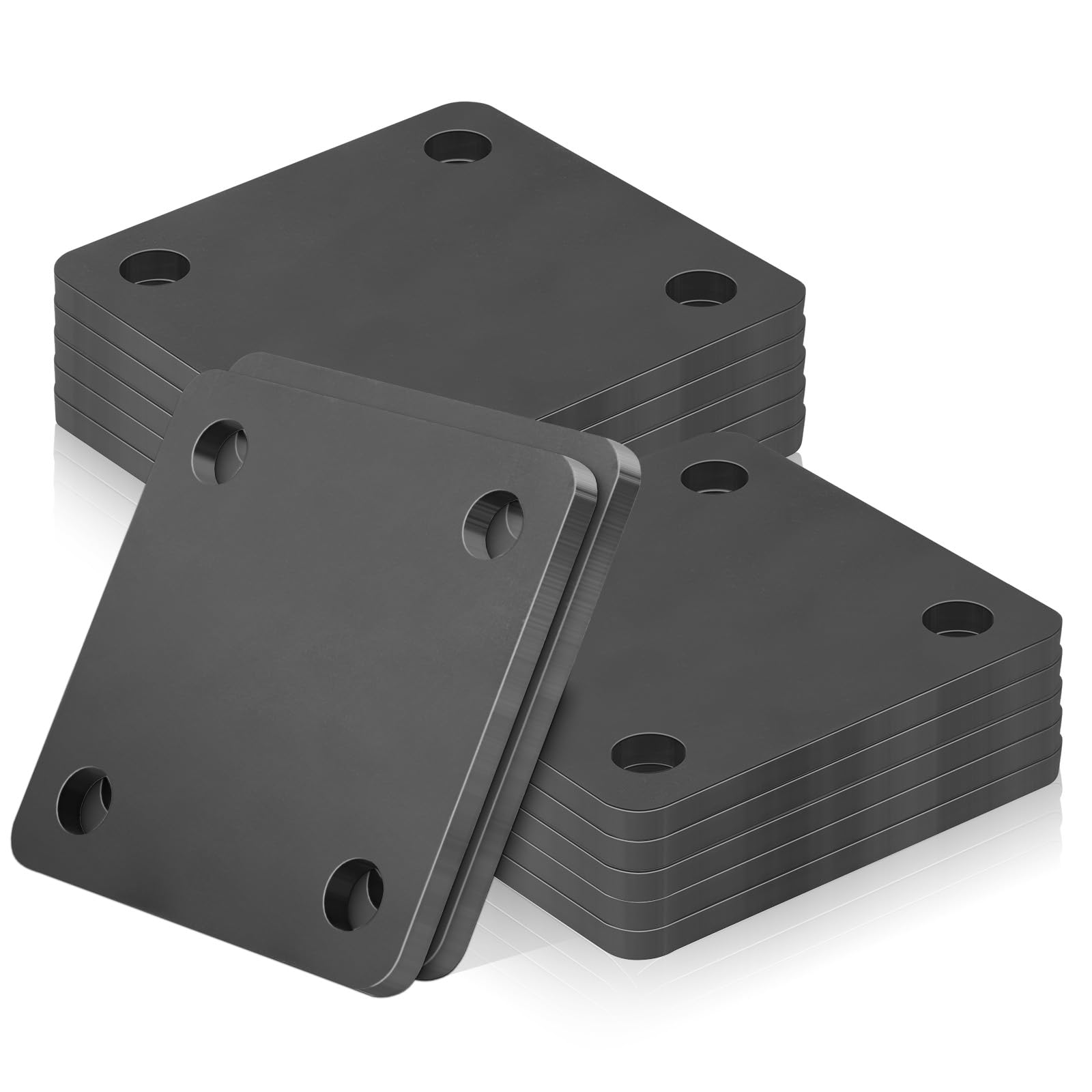 Rocaris 12 Pcs 4 X 4 X 1/5 Inch A36 Steel Plate Hot Rolled, Steel Base with 4 Holes Metal Square for Construction Boards, Structure Support, Weldable