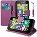 Produktbild VComp-Shop® Kunststoff Handy Brieftasche mit Kartenfächer und Video-Standfunktion für Nokia Lumia 630 + Mini Eingabestift - VIOLETT