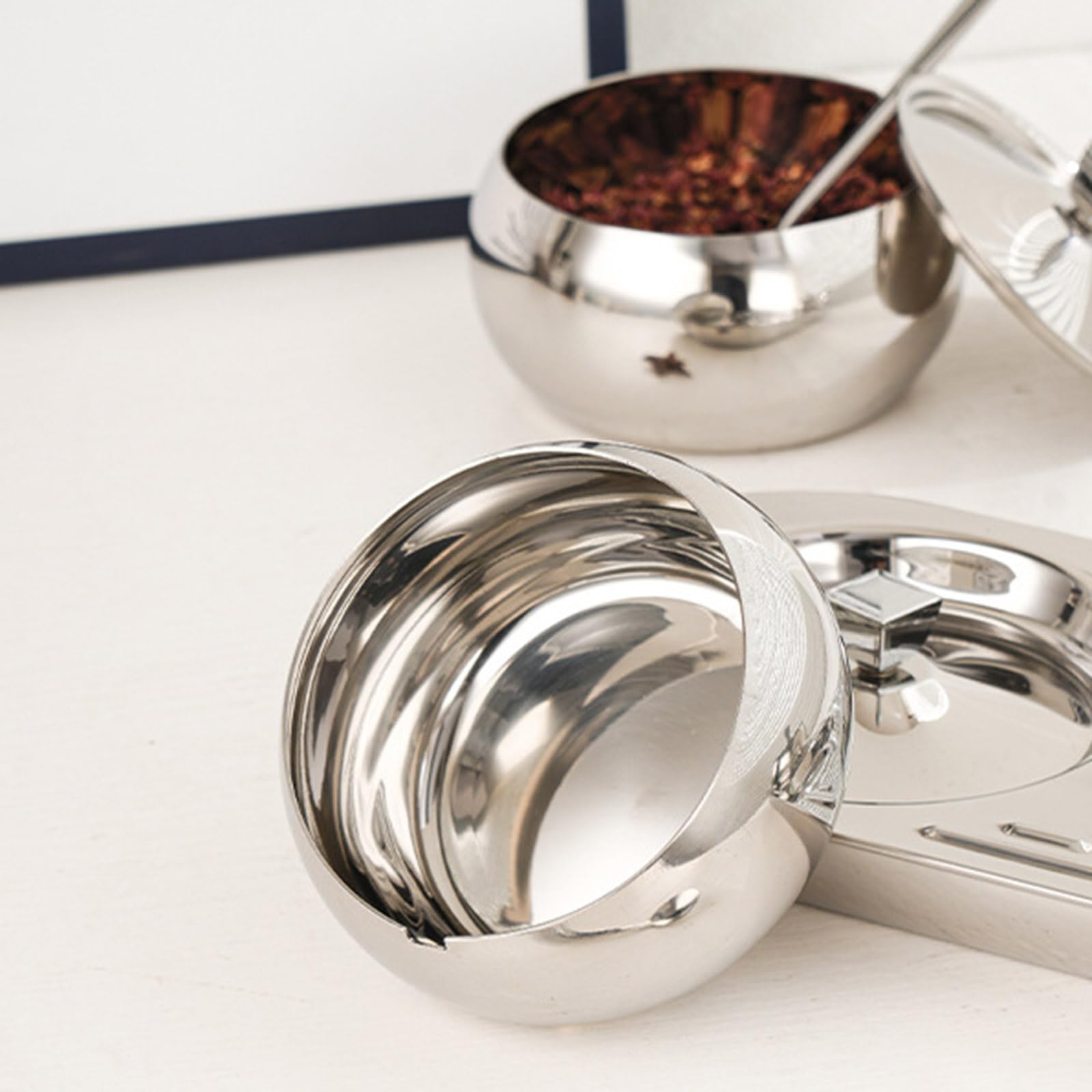 304 Edelstahl Gewürze Glas Set Mit Deckellöffel Tablett Gewürzgläser Gewürze Aufbewahrungsdose Für Küchen Und Außenkochen