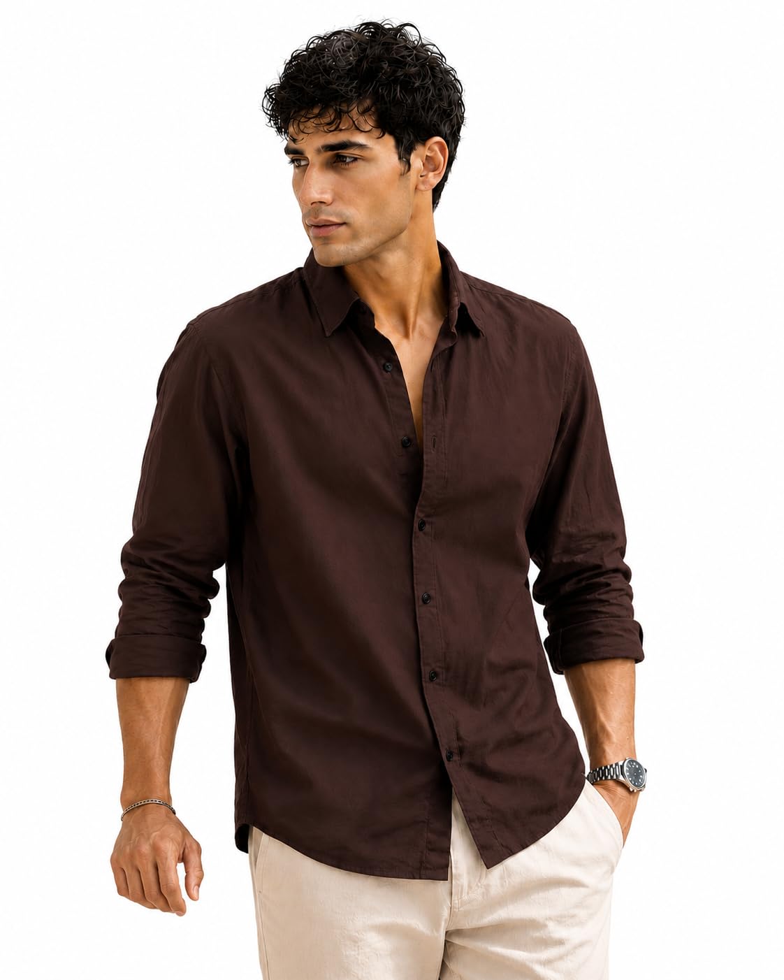 Men Linen Cotton Full Sleeve Shirt for man | Mens Casual Shirt |Shirts for Men Stylish | Men Shirts | Casual Business Party Festival Regular Fit-picture-20